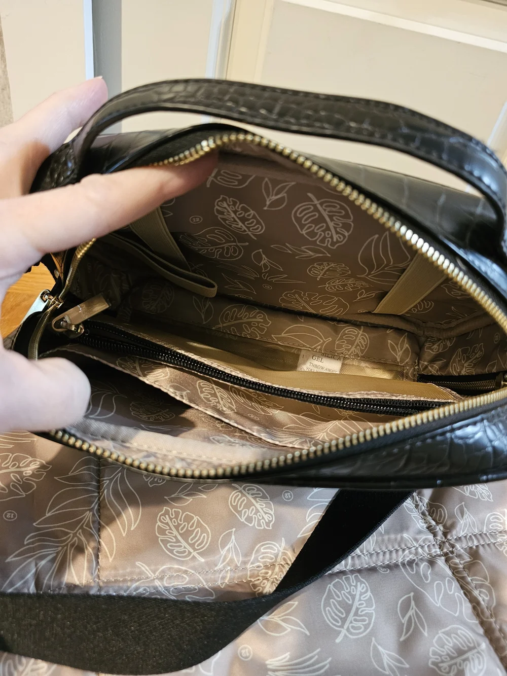 TWElvelittle Black Croc-Embossed Diaper Bag W/ Changing Pad